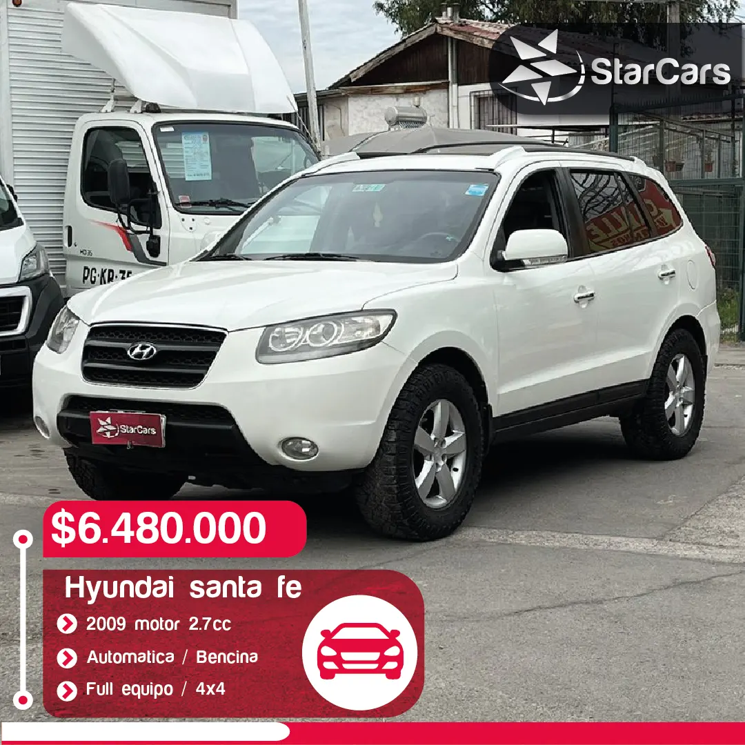 HYUNDAI SANTA FE AUTOMATICO 4X4 BENCINA 2009 2.7cc