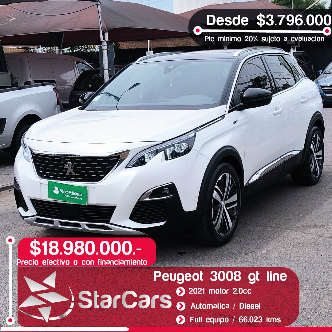 PEUGEOT 3008 GT LINE AUTOMATICA DIESEL 2021 2.0
