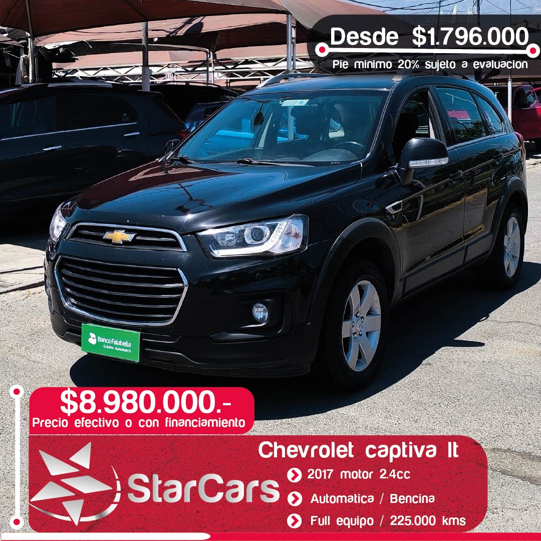 CHEVROLET CAPTIVA LT 4WD AUTOMATICA BENCINA Año 2017 2.4cc