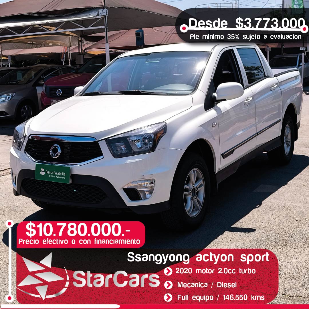 SSANGYONG ACTYON SPORT 4X2 DIESEL Año 2020 2.0cc