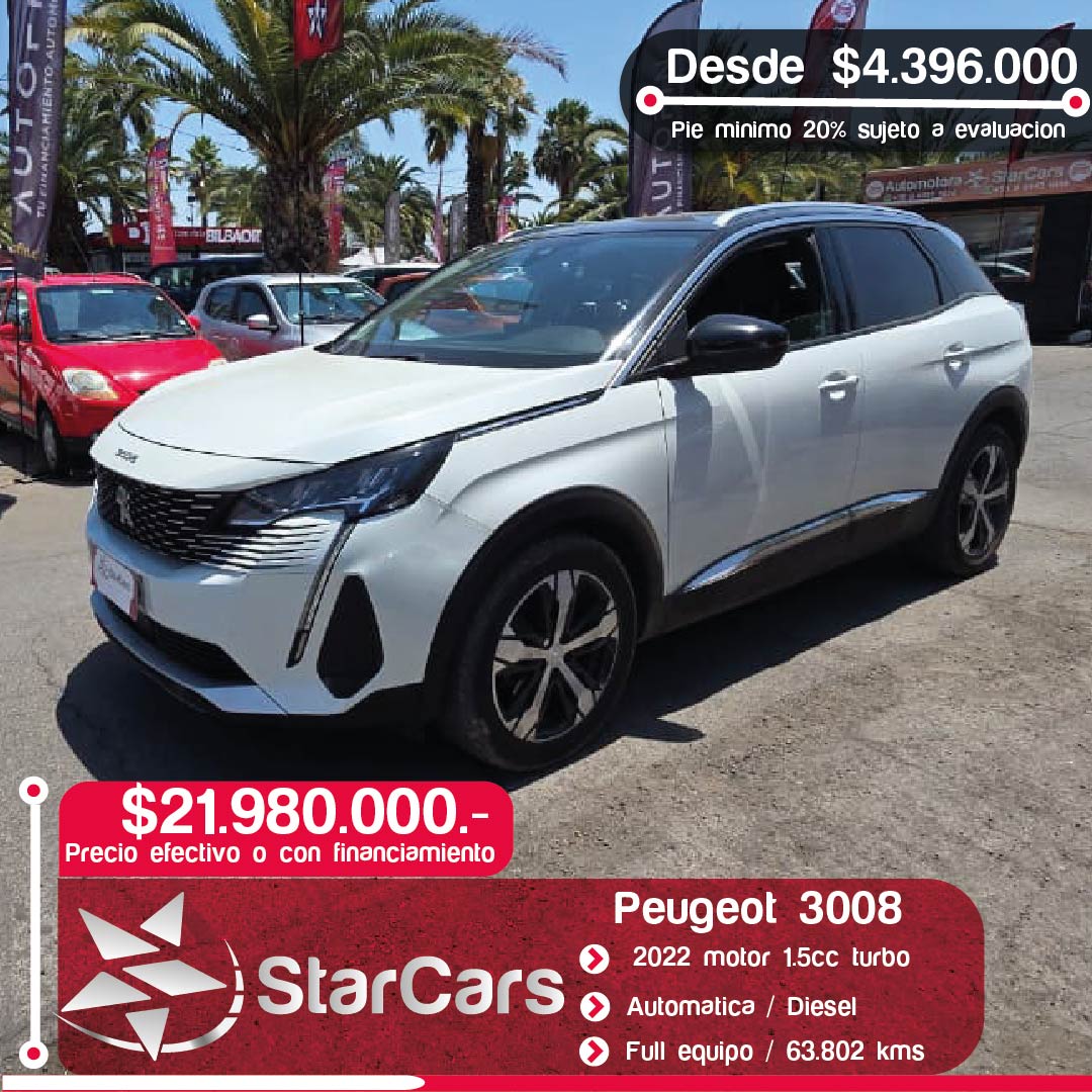 PEUGEOT 3008 AUTOMATICA DIESEL  2022 1.5cc