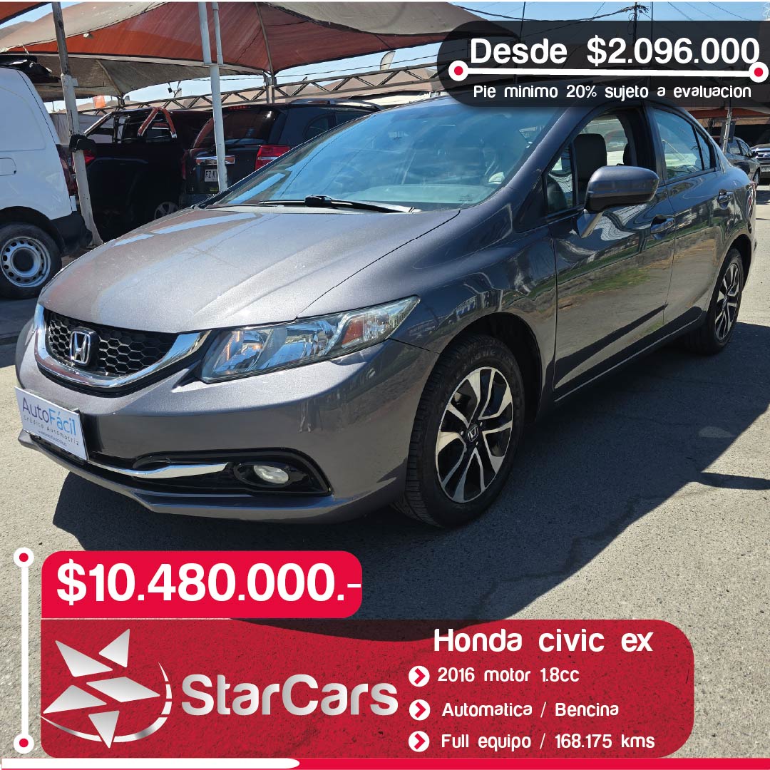 HONDA CÍVIC EX AUTOMATICA 2016 1.8cc