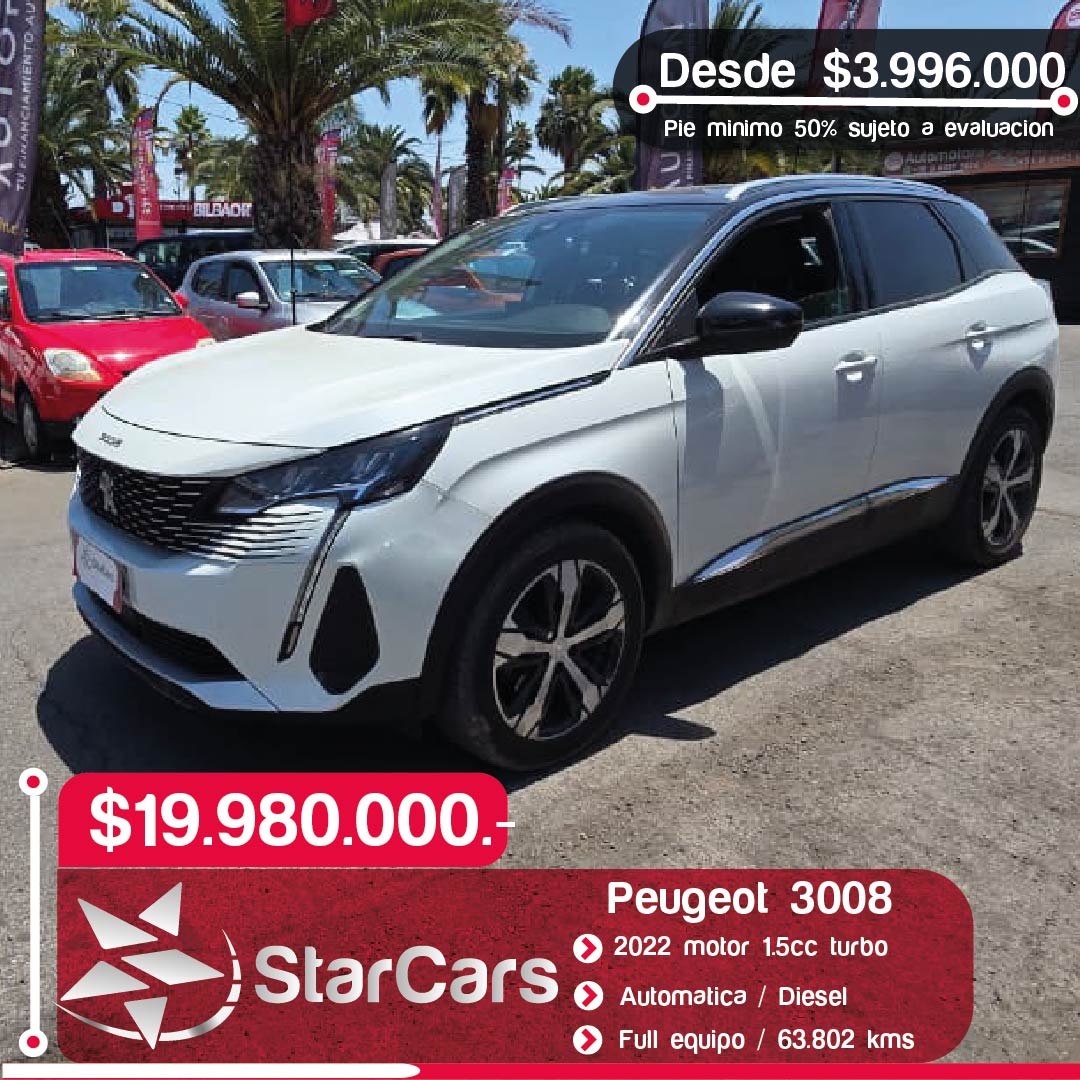 PEUGEOT 3008 AUTOMATICA DIESEL  2022 1.5cc