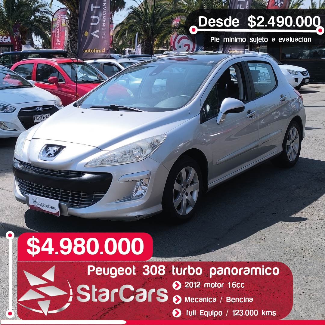 PEUGEOT 308 TURBO PANORAMICO 2012 1.6cc