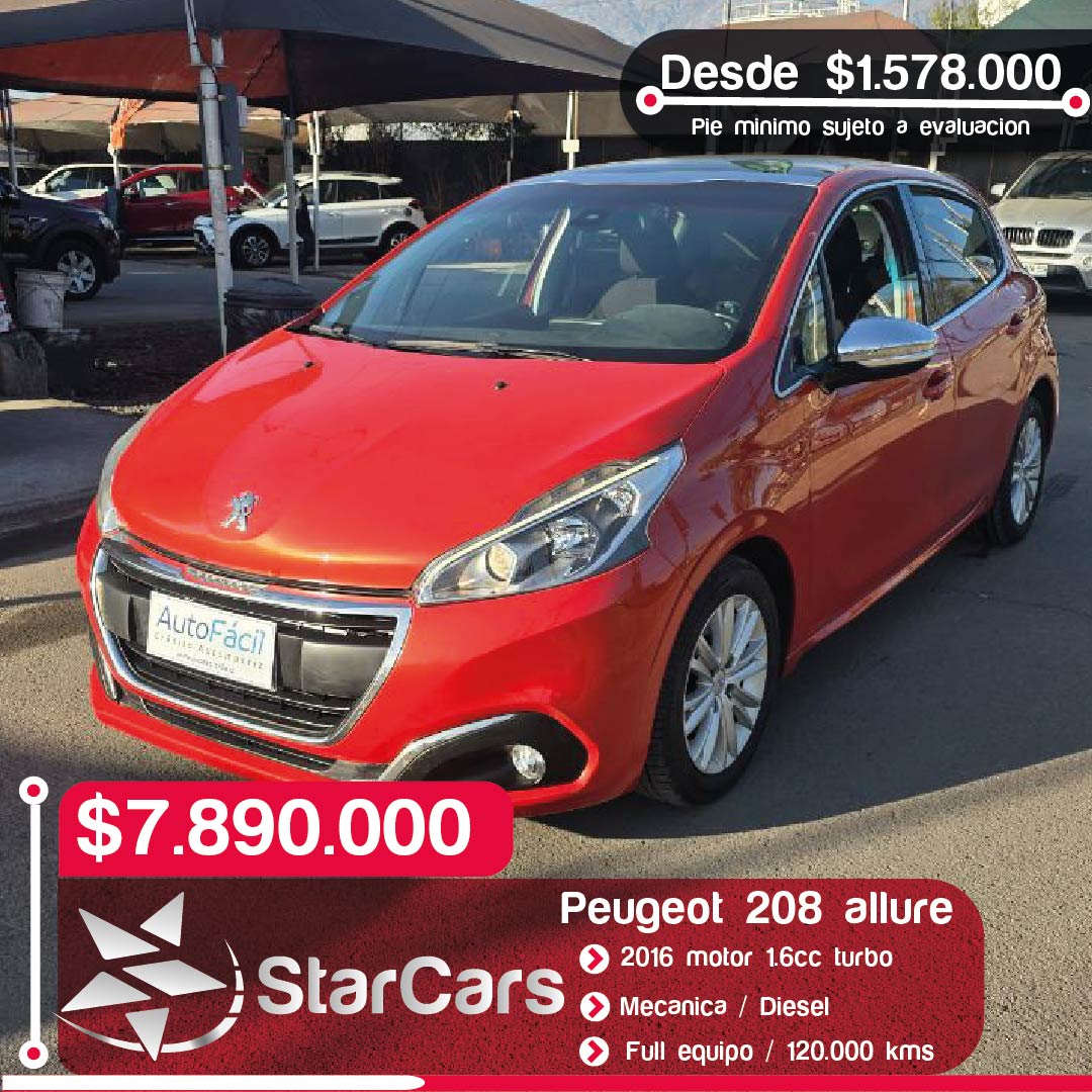PEUGEOT  208 ALLURE 2016 1.6CC