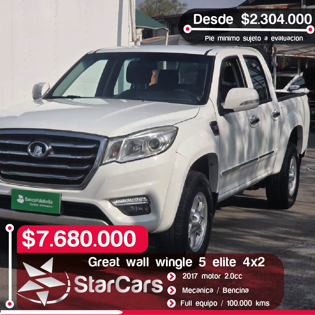 GREAT WALL  WINGLE 5 4X2 ELITE BENCINA  2017 2.0CC