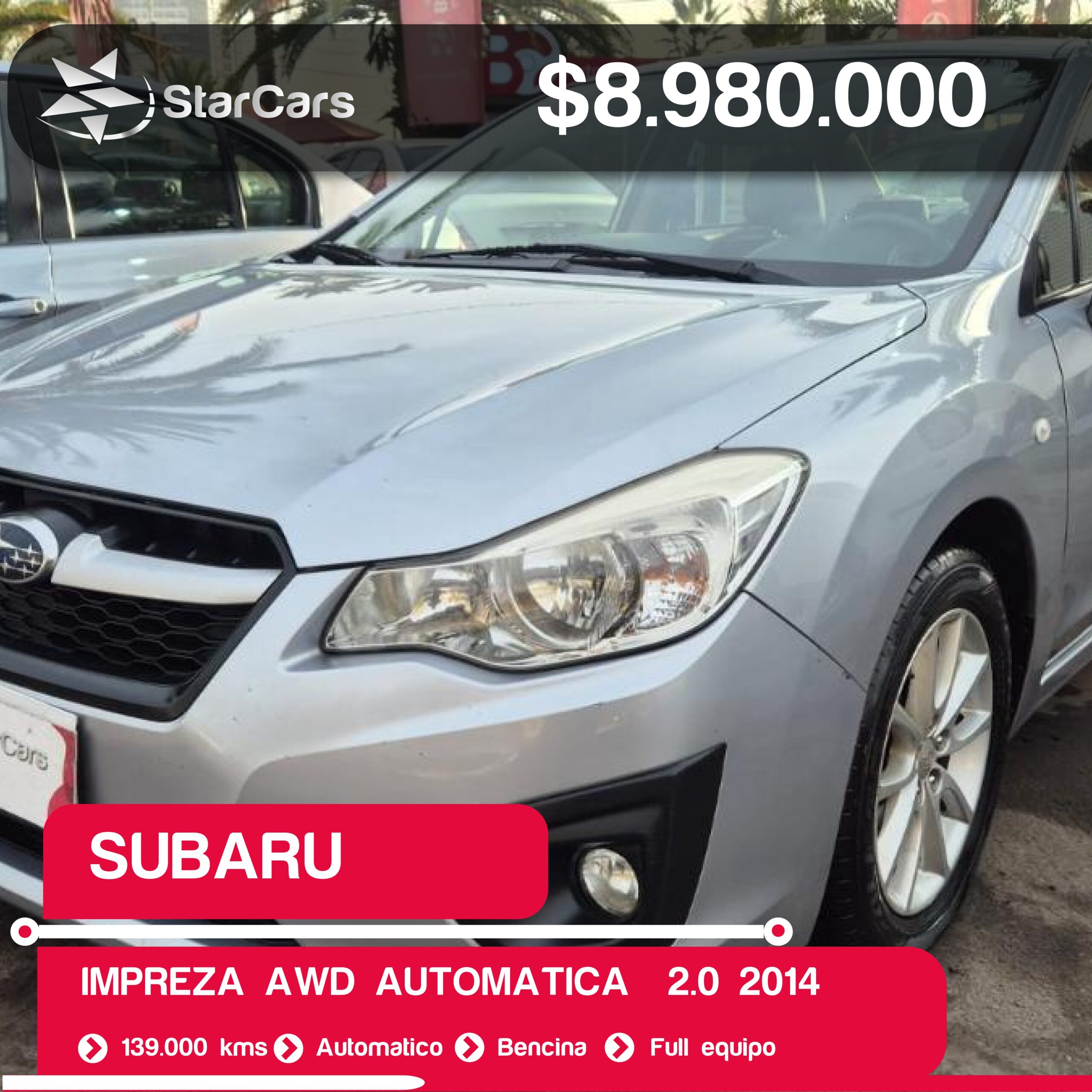 SUBARU  IMPREZA AWD AUTOMATICA  2014 2.0CC