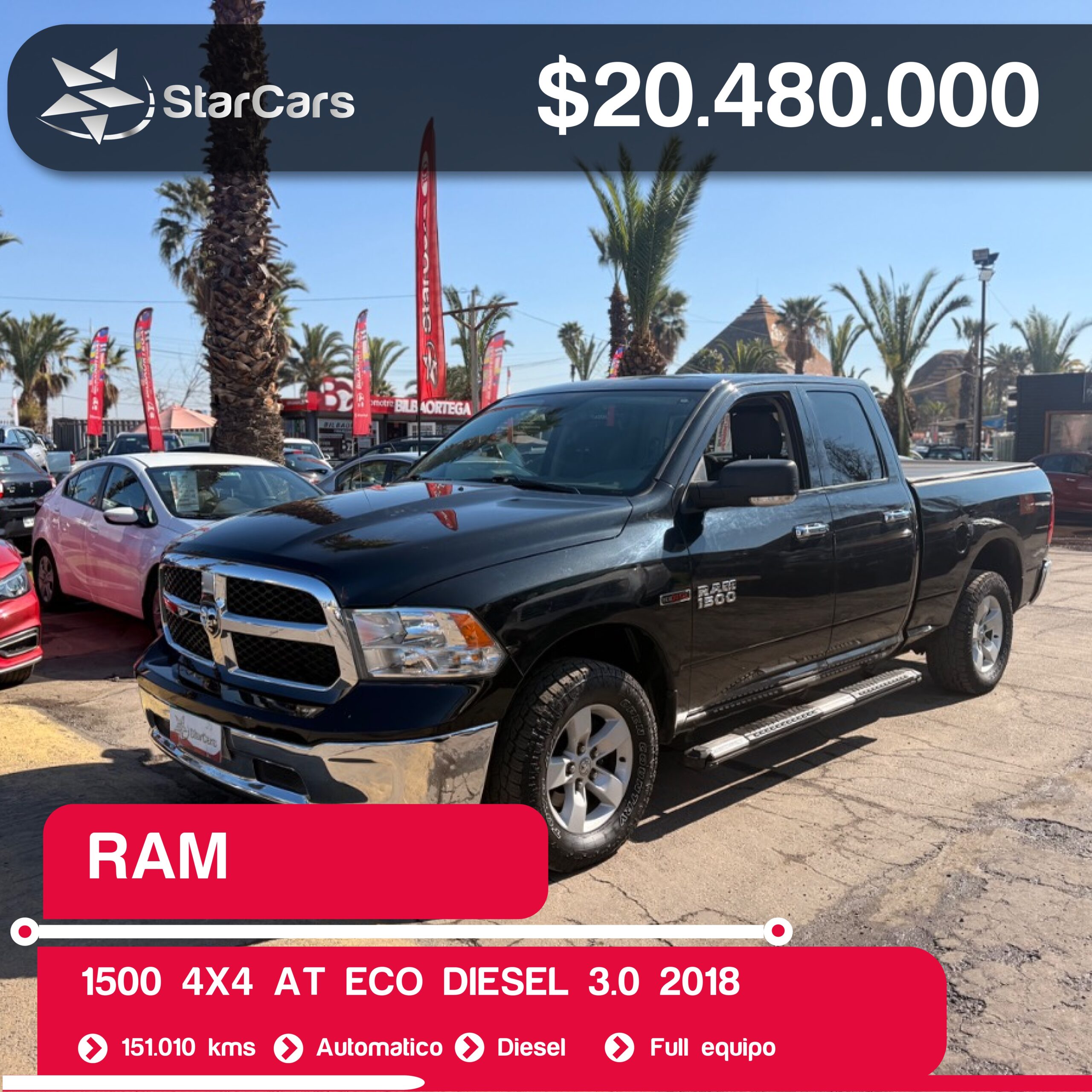 RAM 1500 4X4 AT ECO DIESEL 2018 3.0CC