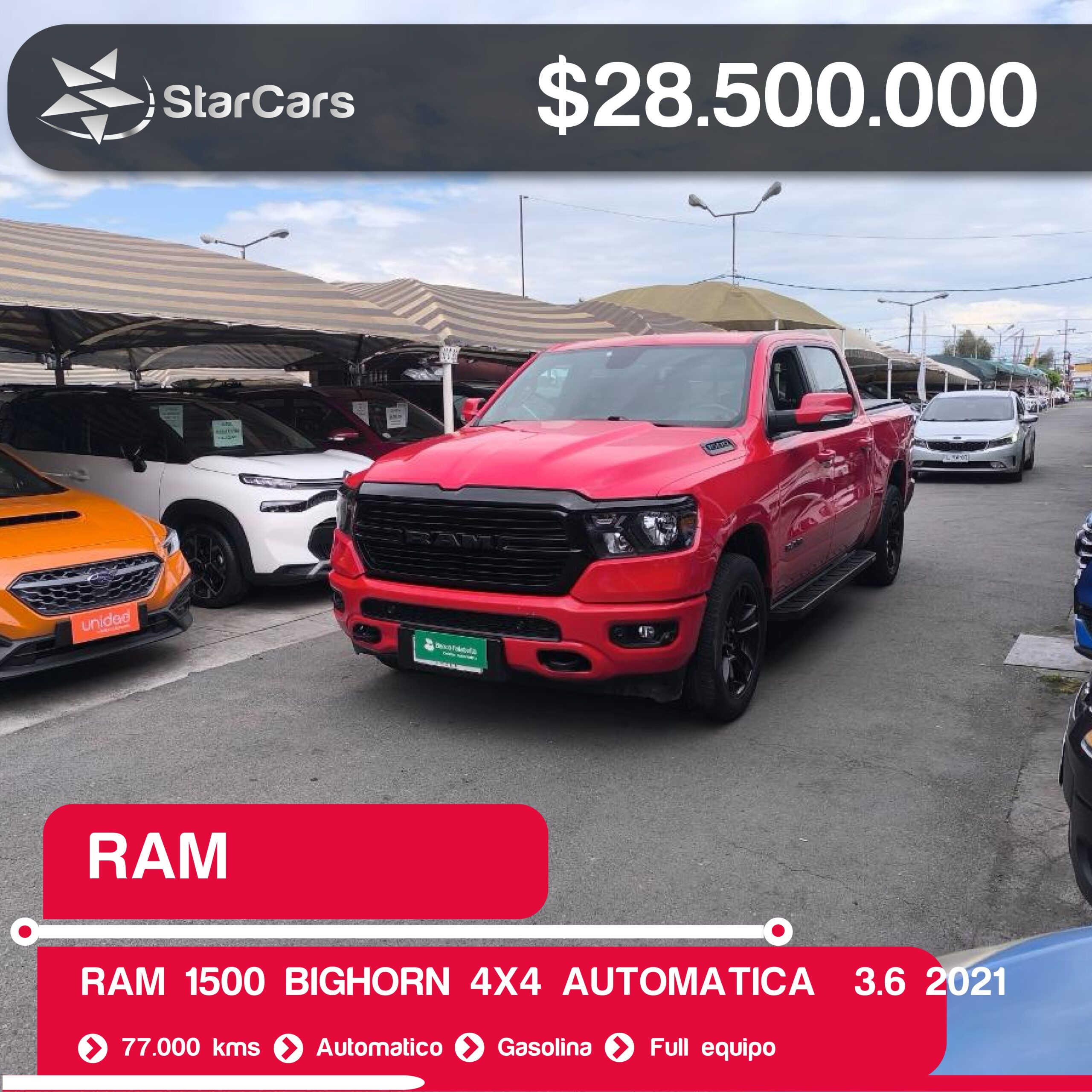 RAM RAM 1500 BIGHORN 4X4 AUTOMATICA  2021 3.6CC